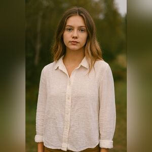 Marine Layer 100% Cotton White‎ Button Down Top Womens Size LG Coastal Cruise